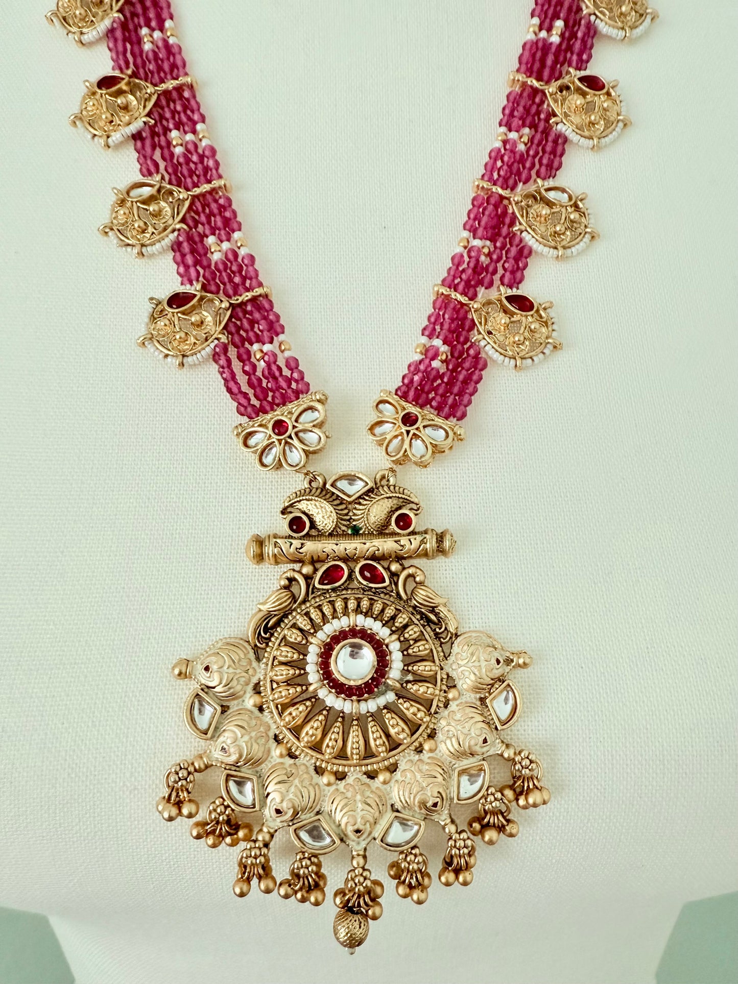 Ruby Pink Rani Haar Indian jewelry