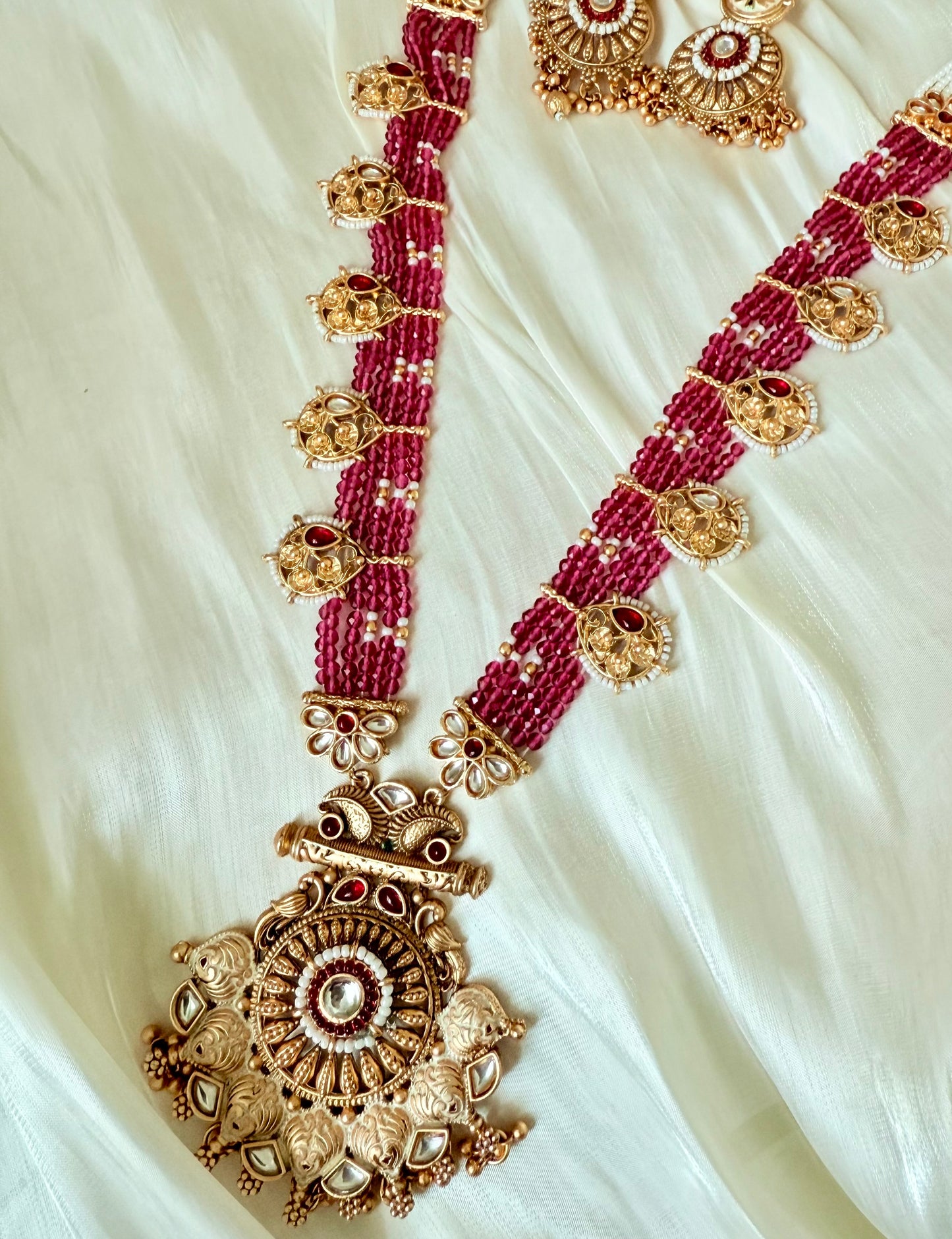 Ruby Pink Rani Haar Indian jewelry