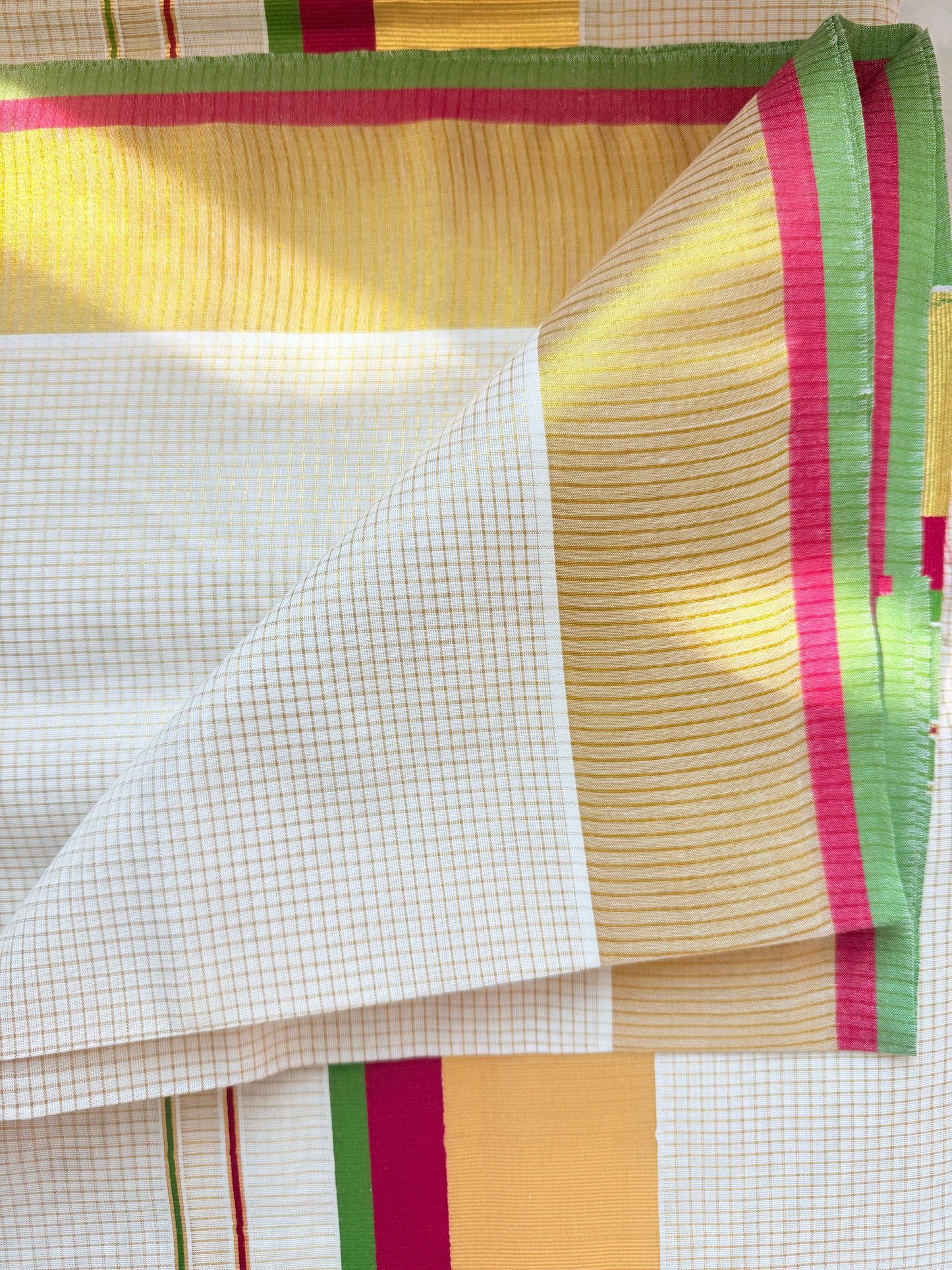 Kerala kasavu saree in ruby pink and green