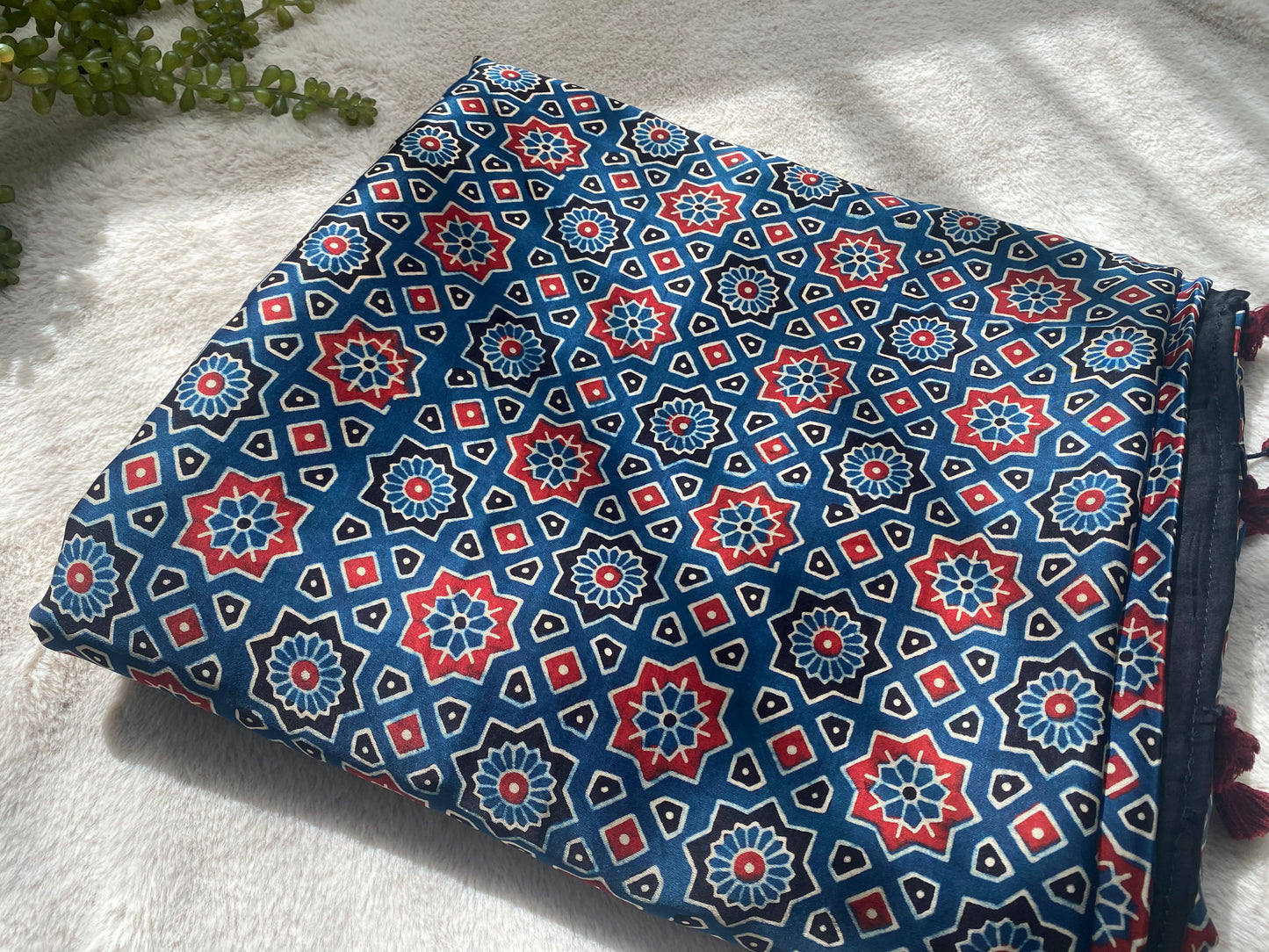 Ajrakh Indigo Modal Silk Saree