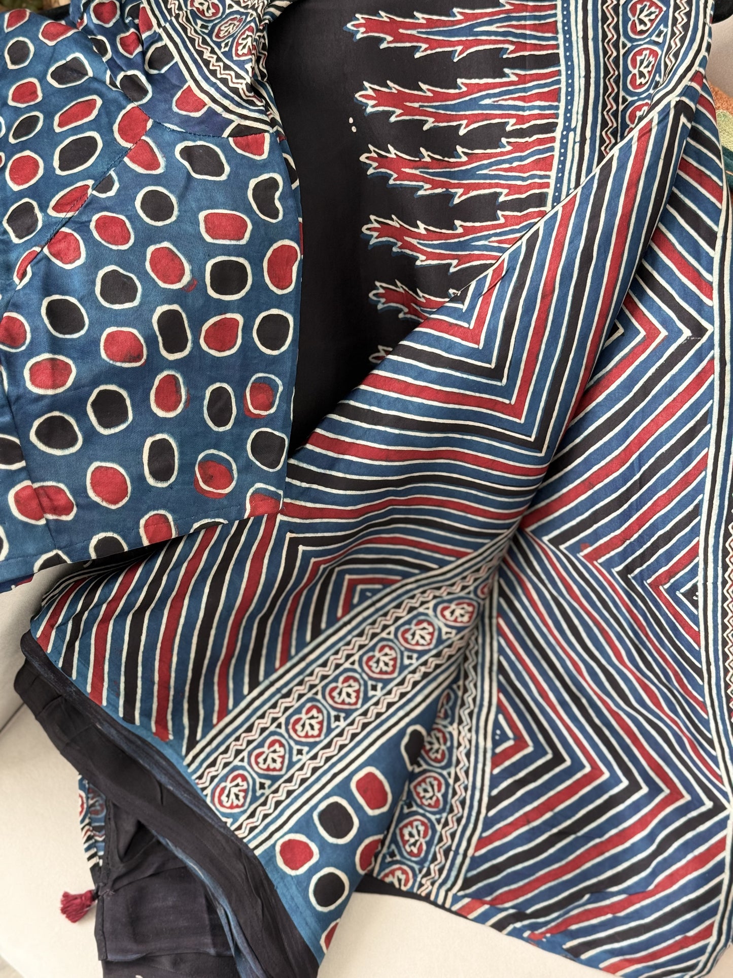 Ajrakh Indigo Modal Silk Saree