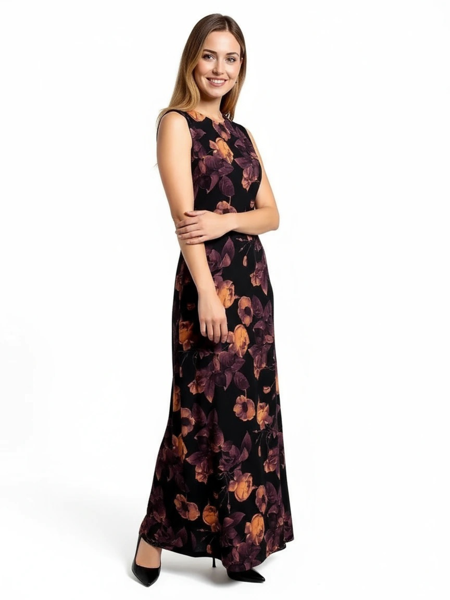 Floral Satin Maxi Dress