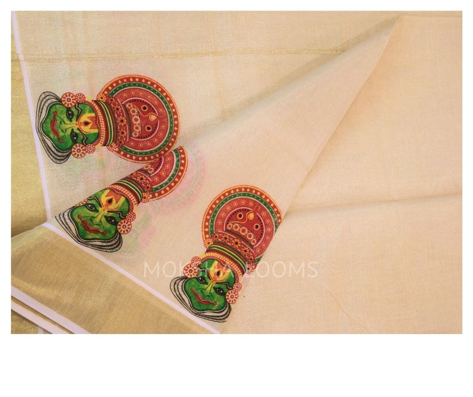 Kathakali kerala kasavu tissue saree