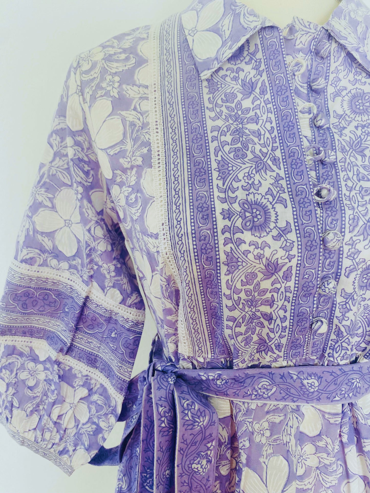 White & lavender Mini Dress