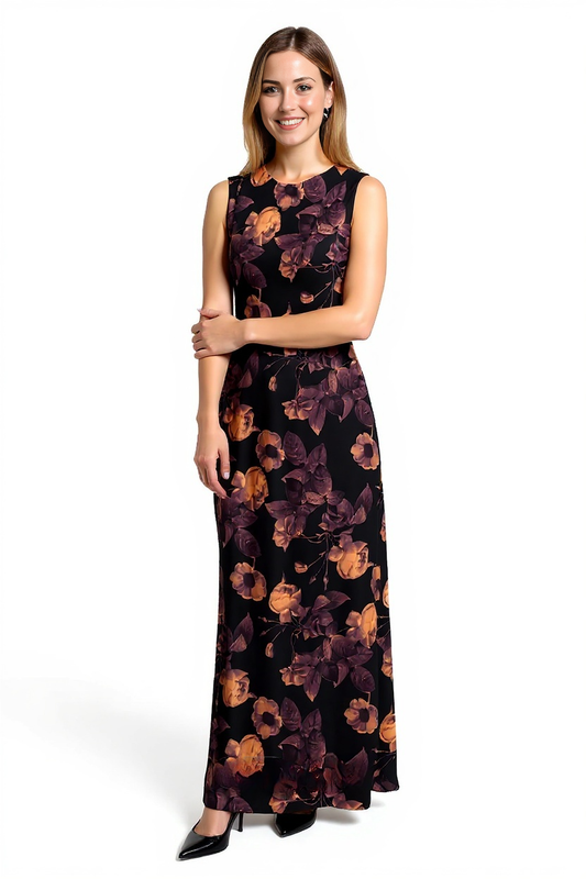 Floral Satin Maxi Dress