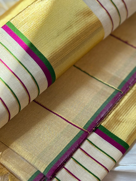 Premium Handloom Tissue Kerala Saree