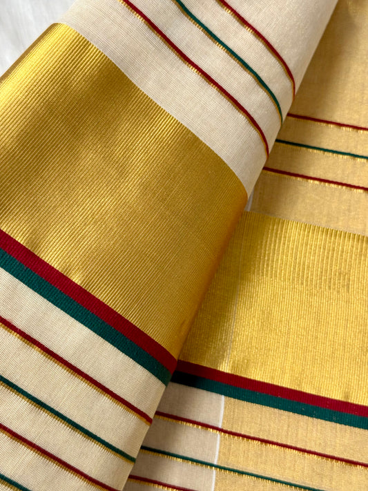 Premium Tissue Saree in red polka