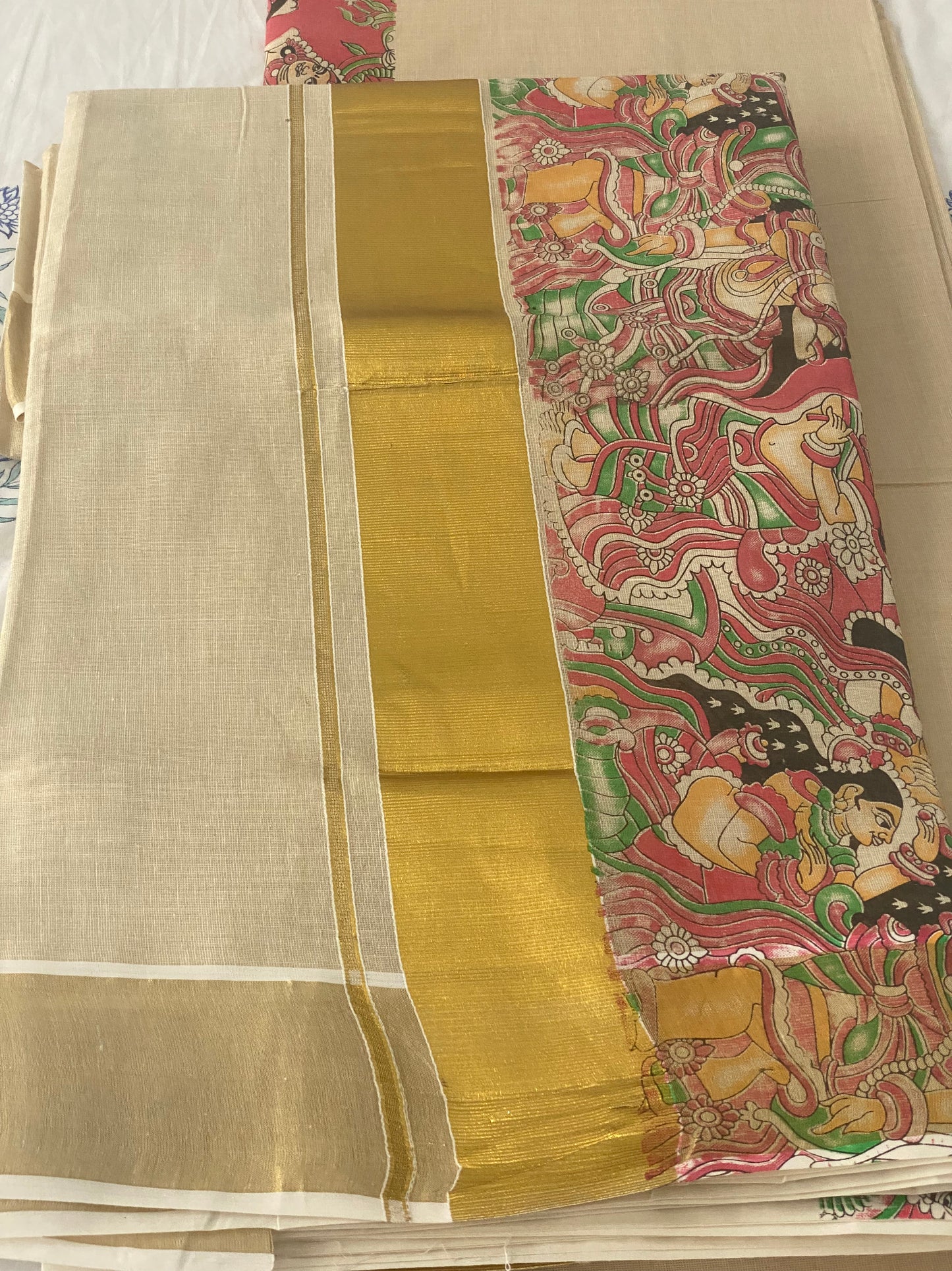 kerala Saree with Kalamkari border