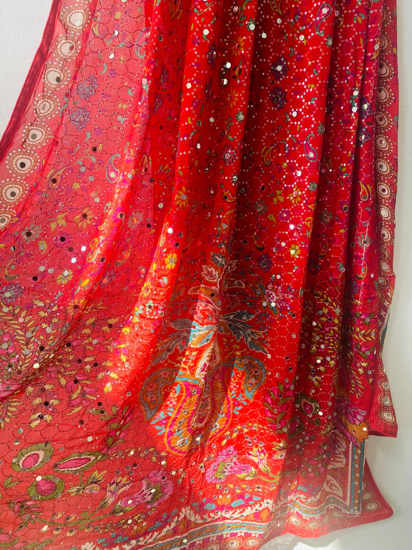 Red Mirrored  Dupatta