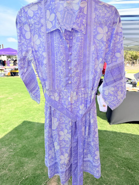 White & lavender Mini Dress