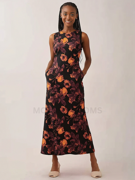 Floral Satin Maxi Dress