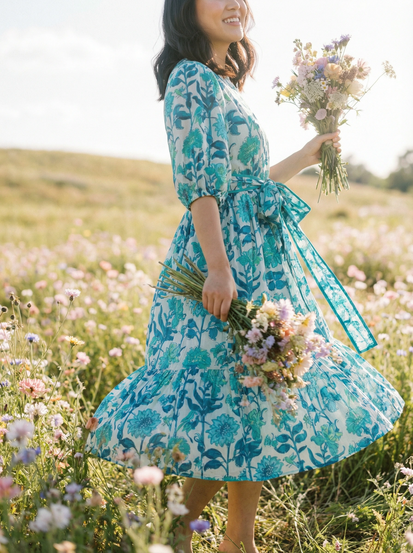 Nila Midi Dress: Turquoise Blue