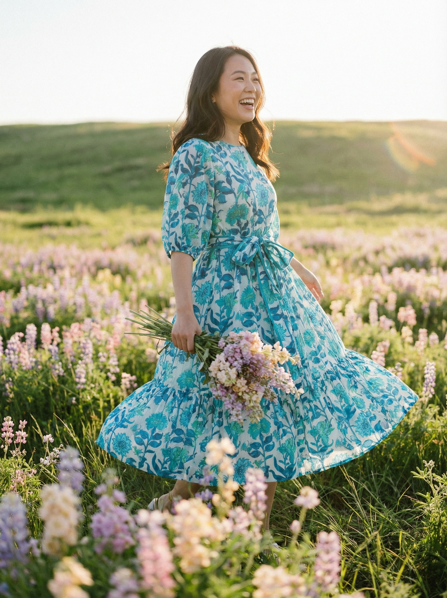 Nila Midi Dress: Turquoise Blue