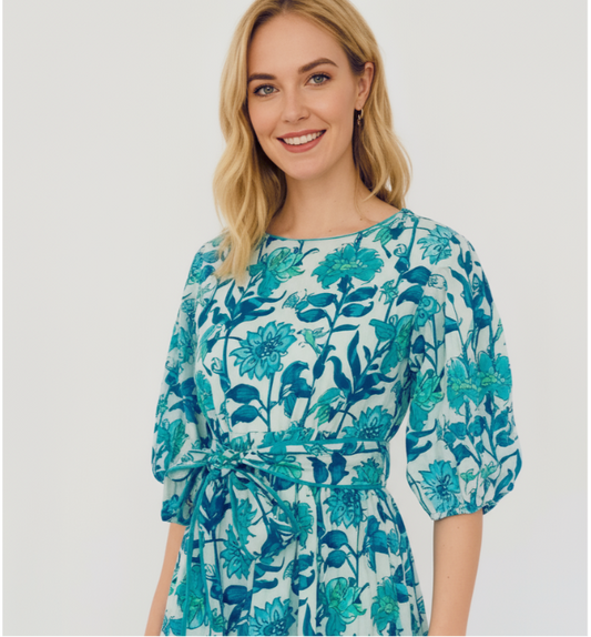 Nila Midi Dress: Turquoise Blue