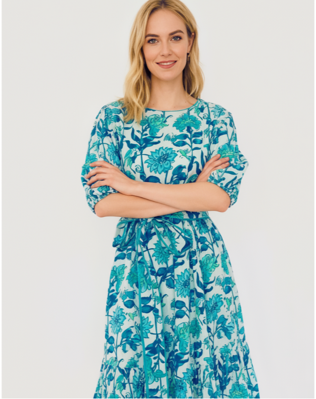 Nila Midi Dress: Turquoise Blue