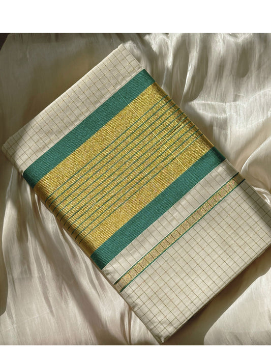 Kerala kasavu microcheck saree