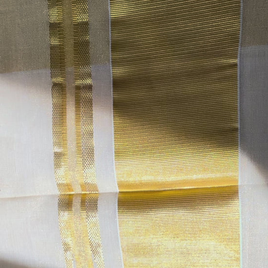 Kerala Tissue Saree with kasavu - Traditional Kerala saree gold border