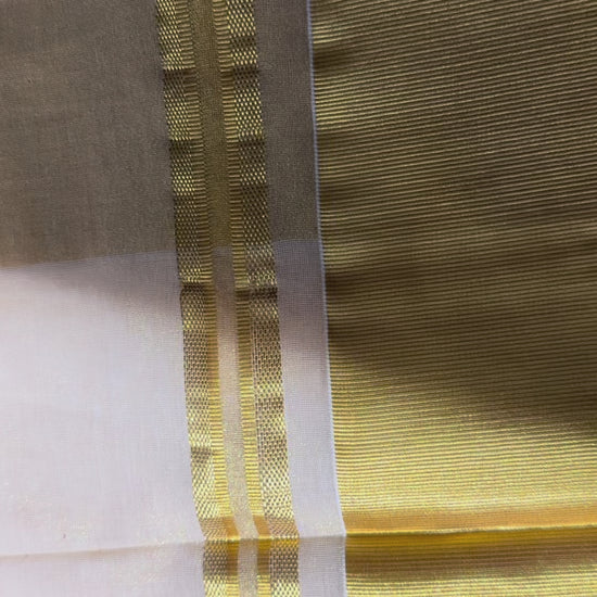 Kerala Tissue Saree with kasavu - Traditional Kerala saree gold border