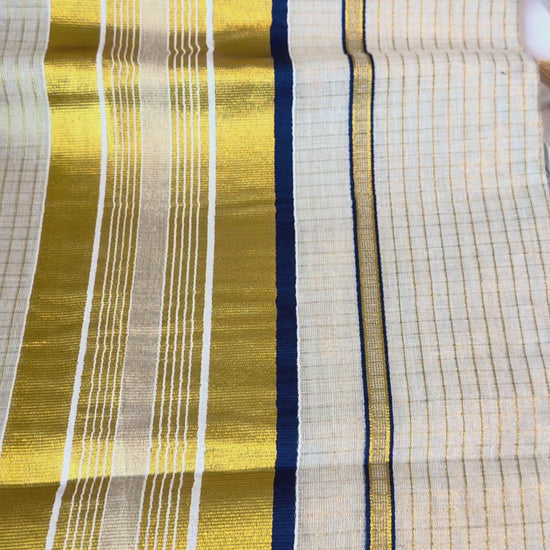 Kerala checkered kasavu saree
