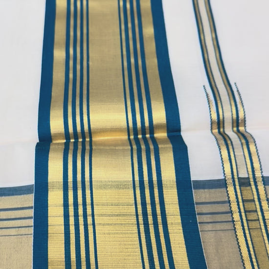 Embrace the spirit of Onam with this authentic handloom Kerala Kasavu saree. Woven with precision, it features the classic cream base and rich golden border that symbolize Kerala’s rich cultural heritage. Handloom kerala kasavu saree