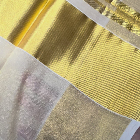 Kerala Tissue Saree with kasavu - Traditional Kerala saree gold border