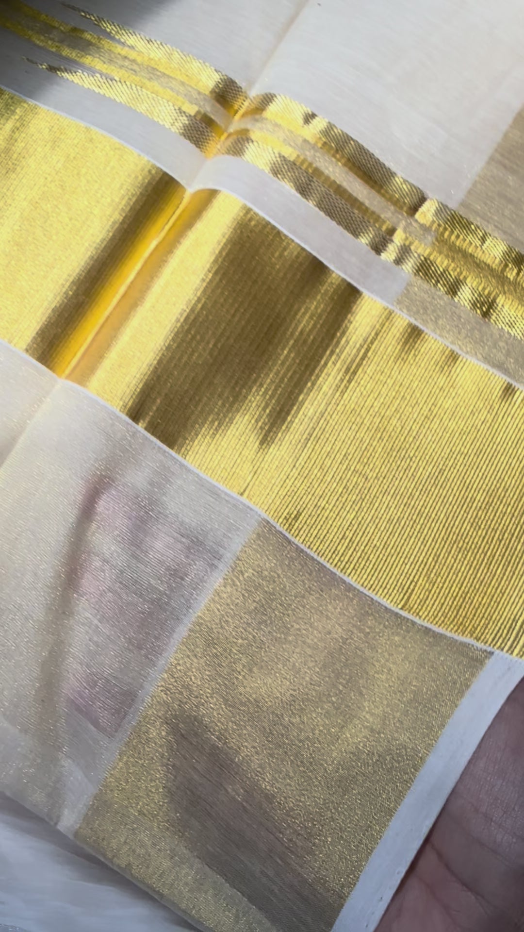 Kerala Tissue Saree with kasavu - Traditional Kerala saree gold border